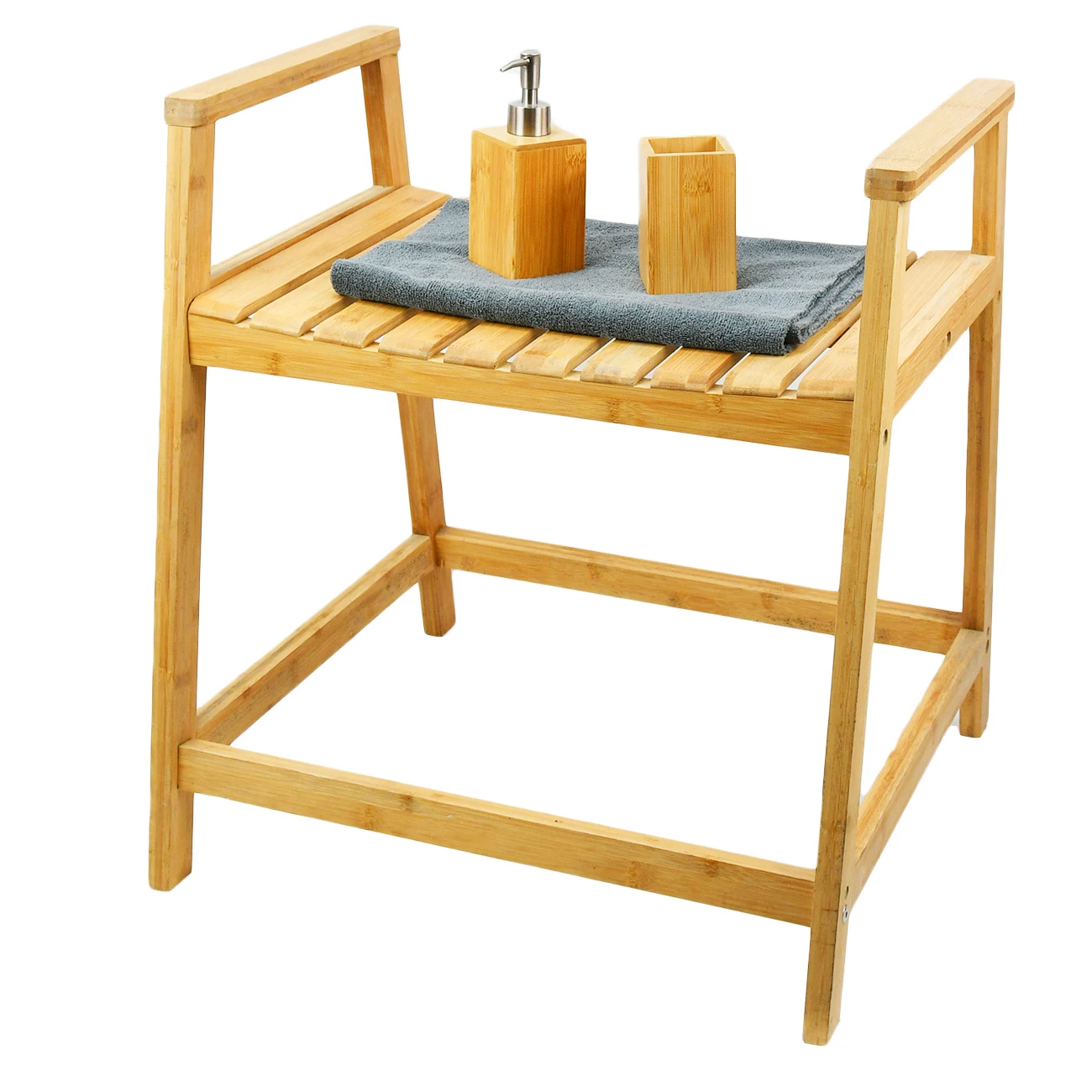 Artificial Corner Transition Meditation Nonslip Wooden Bamboo Shower  Bench For Kitchen Bedroom Bathroom