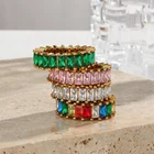Wedding Ring Custom Cz Eternity Exquisite Colorful Zircon Stainless Steel PVD 18K Gold Plated Wedding Ring