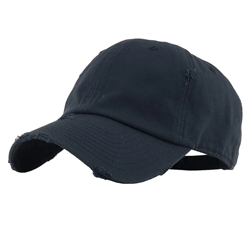 distressed black dad hat