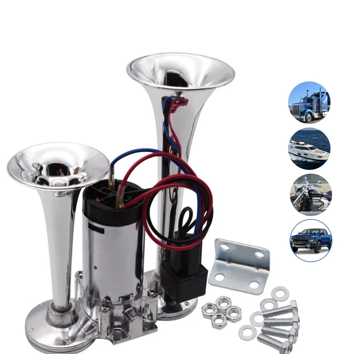 INEEDUP Three Trumpet Air Horn12V 118db Loud Air Horn for Train Car