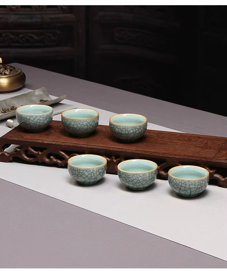 product factory wholesale longquan celadon ice cracked porcelain kung fu single tea set classic design ceramic tasting cup231-12