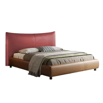 Nordic Light Luxury the bed Soft Backrest Leather Retro Minimalist Master bed room set furniture bed
