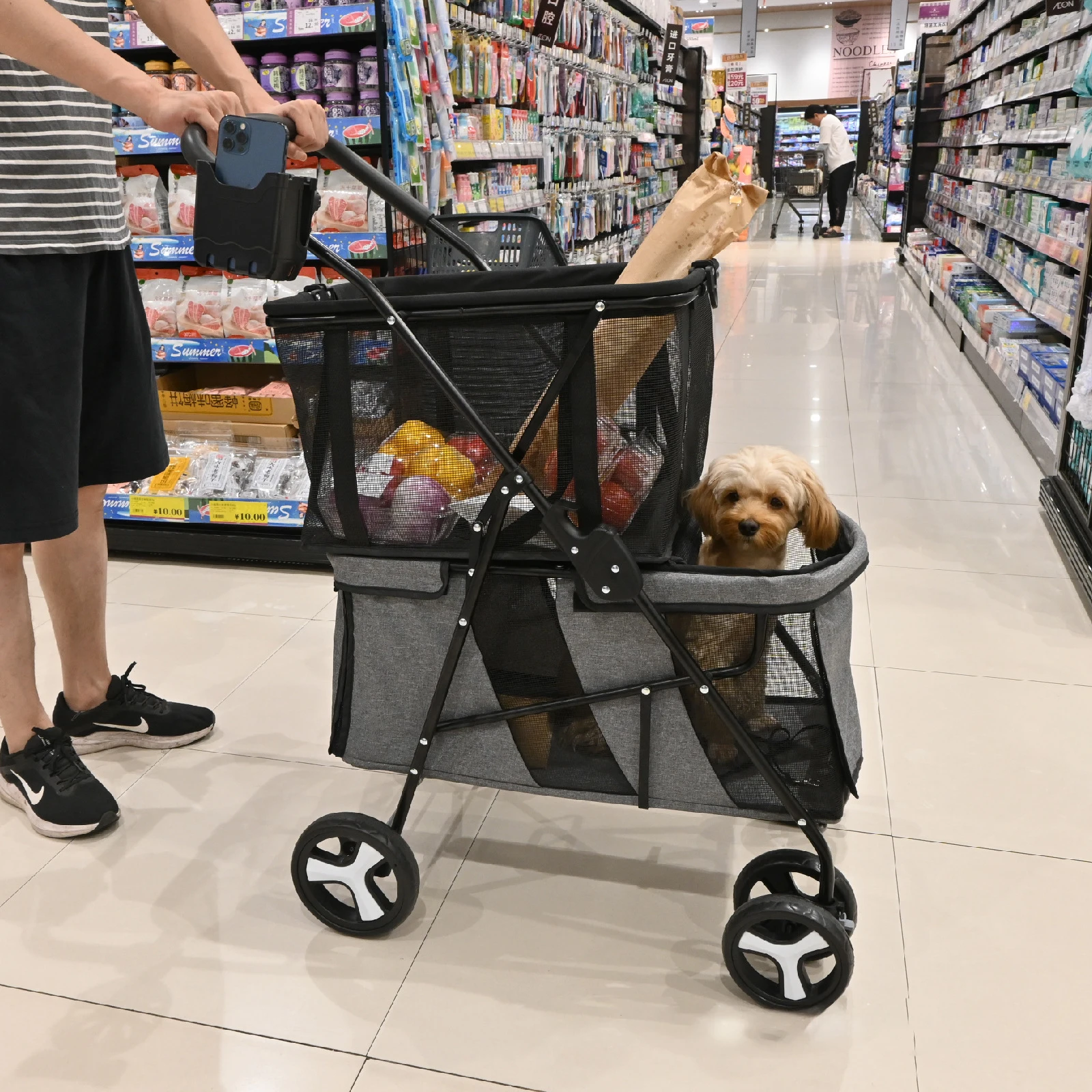 Hot Sale Portable Double Layer Folding Pet Stroller for Outdoor Cats and Dogs Large Capacity Easy to Store Pet Supplies details