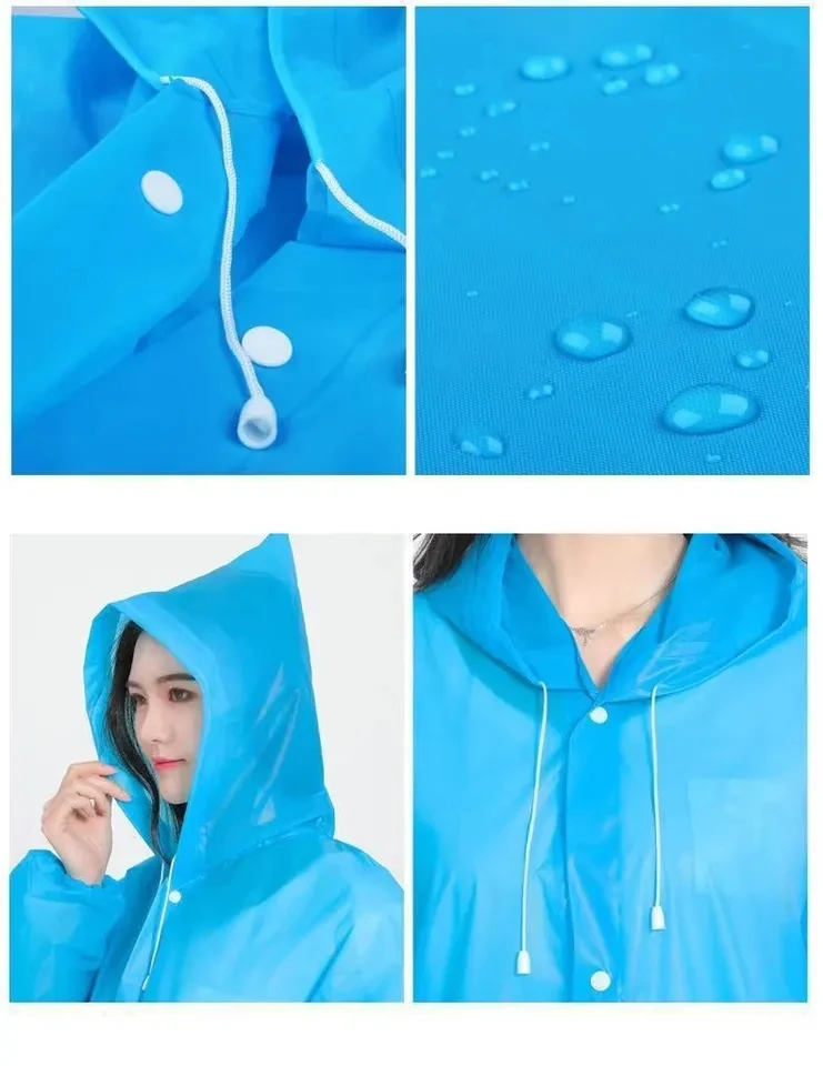 DD1920   Women Men Adults Kids Reusable Raincoat Thickened Waterproof Rain Coat Tourism Outdoor Rain Poncho Hooded Raincoats