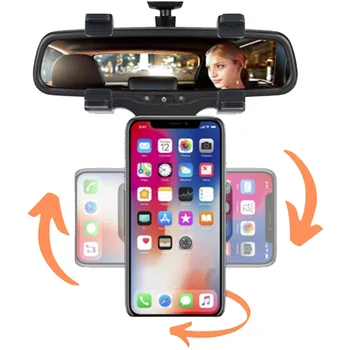 Camera Phone Holder Car Mount Holder 360 Degree Rotatable Car Rearview Mirror Phone Holder