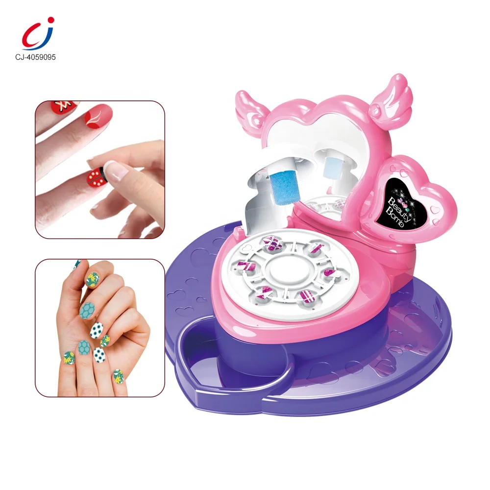 Chengji pretend play beauty toy girls makeup nail art machine toy toddler diy nail polish set manicure toy nail polish for girls