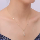 Charm Oriental Women's Golden Name 925 Silver Paperclip Zircon Inlaid Body Pendant Necklace