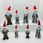 Folk Art 2021 New Design Red Hat Santa Skiing Home Xmas Decoration Gifts Folk Art Sports Element Modeling Resin Crafts