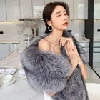Fur Shawl White Fur Stole Luxurious Real Fur Shawl Natural Fox Skin Scarves With Tails For Women