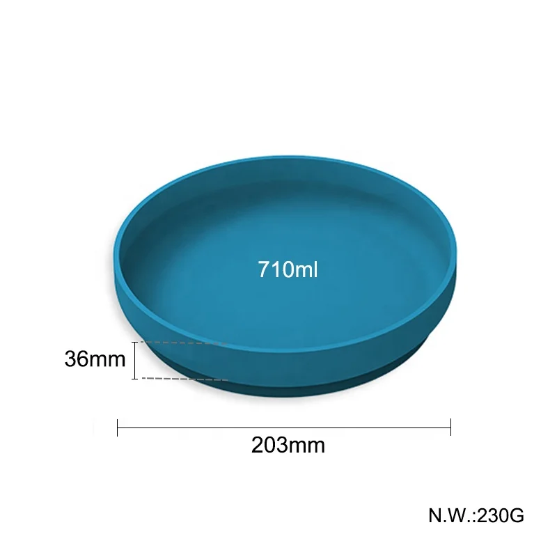 Wellfine BPA Free Custom Silicone Baby Dinner Plates with Suction Cup Kids Food Feeding Children Silicone Baby Plates