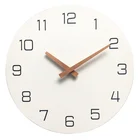 Quartz Clock Quartz Flat Wooden Handmade White Quartz Wall Clock