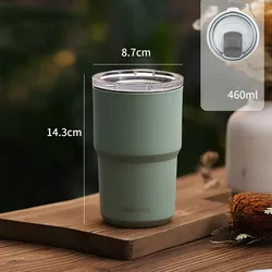 Newest 460ml 560ml double wall coffee cup reusable stainless steel coffee mug cup with lid for camping
