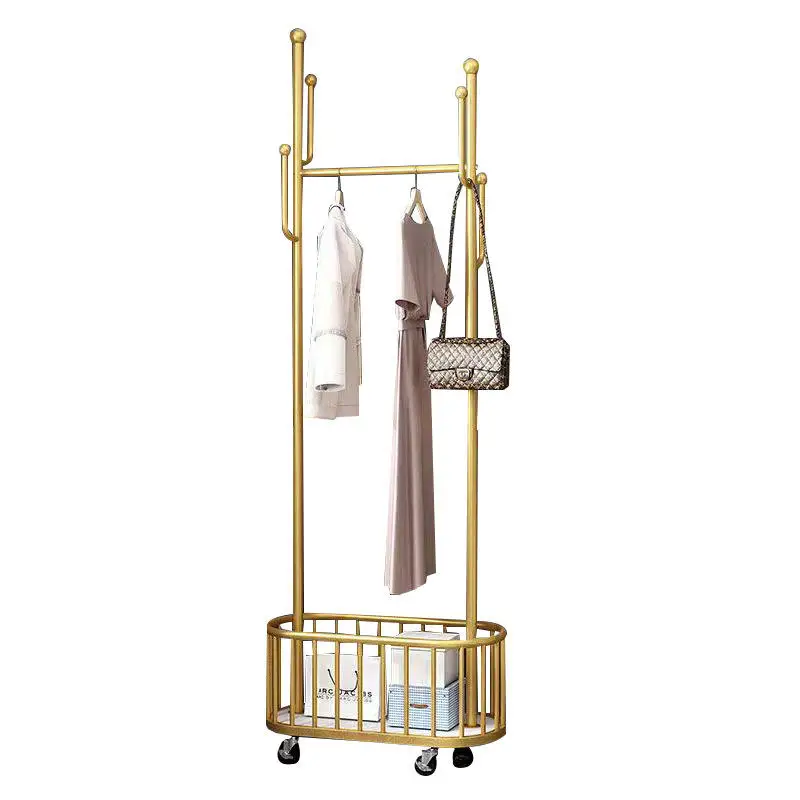 Hot Selling High Quality Stainless Steel Pretty Garment Racks Gold Boutique Clothing Rack Woman Clothes Stand