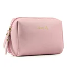 Leather Bags Gold Accent Logo Gold Stamping Vegan Leather Cosmetics Bags Makeup