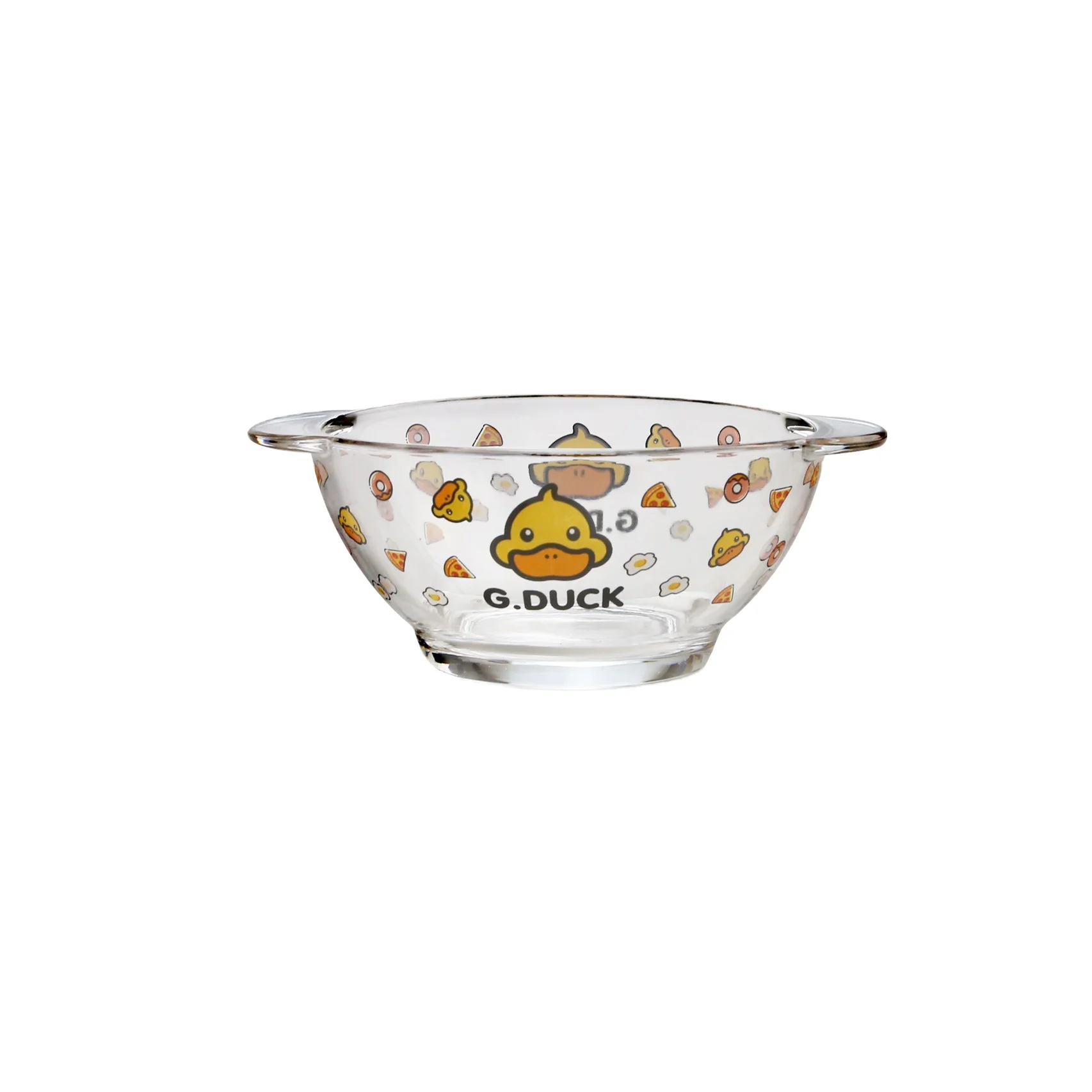 Lovely Round Glass Plate Japanese Style Glass Bowl Double Ear Amber Glass Plate Household For Kitchen