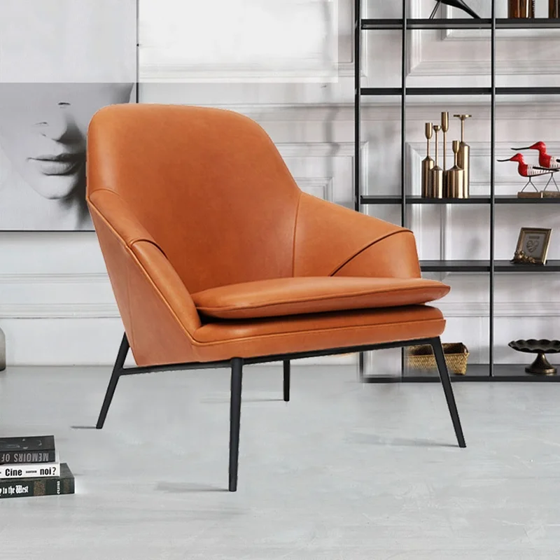 NOVA Art Discussion Living Room Leather Sofa Chair Nordic Lounge Armchair Leather Designer Leather Leisure Chair