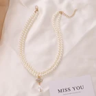 Pearl Beads Women Pearl Necklace Ladies Trendy Pearl Pendant Ins Hot Selling Rhinestone Zircon Pearl Necklace Wholesale