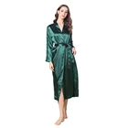 100% Sleepwear Breathable Factory Direct Sale Mint Colo 100% Satin Sleepwear Nightwear For Woman Ideal Gift For Holiday
