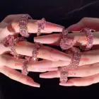 wholesale gold silver pink anelli jewelry women AAA cubic zirconia diamond ring
