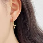 Cross Hoop Earrings INS Design Jewelry 925 Sterling Silver CZ Cross Hoop Earrings For Office Girls And Female