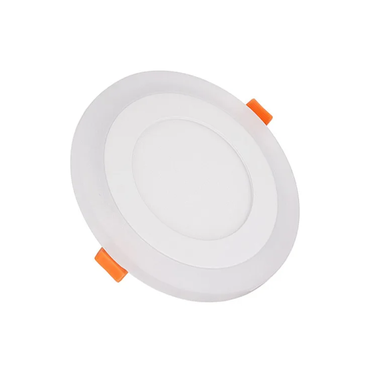 Two-color LED ultra-thin panel light embedded round concealed panel light Three-color sectional switch panel light downlight