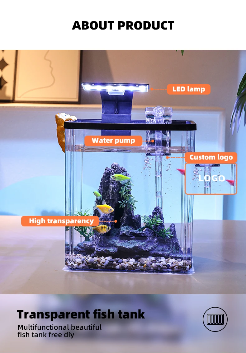 Wannuo Unbreakable Material Fish Tank Transparent Fish Tank Set Ornamental Fish Tank Made Of Environmentally Friendly Materials manufacture