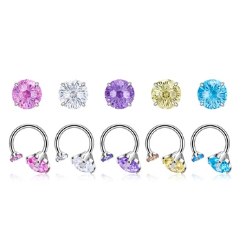 16G Septum Rings for Women Men G23 Titanium Zircon Gold Horseshoe Barbell Piercing Jewelry for Nose Tragus Eyebrow Helix Daith