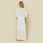 Lady White Fall 2021 Women Long Dresses Kaftan Dress For Lady White Cotton Blouses