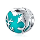 Shark Silver Charms Hot Design DIY Bracelet Accessories Fashion Shark Green S925 Sterling Silver Charms