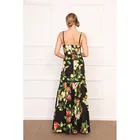 Wholesale Summer Square Floral Spaghetti Strap Dresses Tropical Print Woman High Quality Maxi Dress
