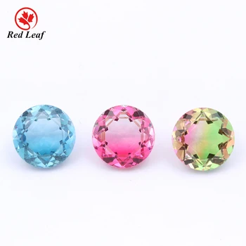 Redleaf Jewelry Fine Quality Synthetic Glass Gemstone Round Shape BX25 Color Tourmaline Stone Glass Gems