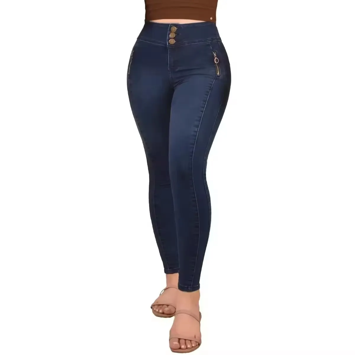 High waisted ladies slim jeans trousers,women plus size pencil denim ripped skinny jeans pant