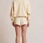 Women Hoodie Women Crew Neck Embroidered Logo Oversized Fit Sweater And Knit Short Waffle Set Hoodie Shorts Sets
