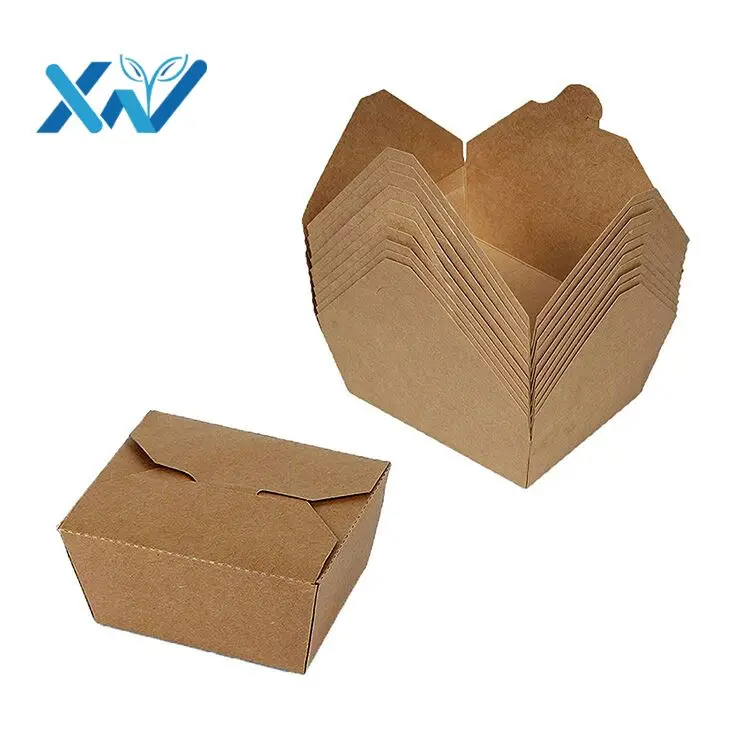 Custom Logo Printing Food Take Away Food Grade Brown Kraft Paper Lunch