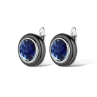 Earrings Ceramic 2021 Women Round Shining Crystal Stud Earrings Black Ceramic Vintage Party Jewelry