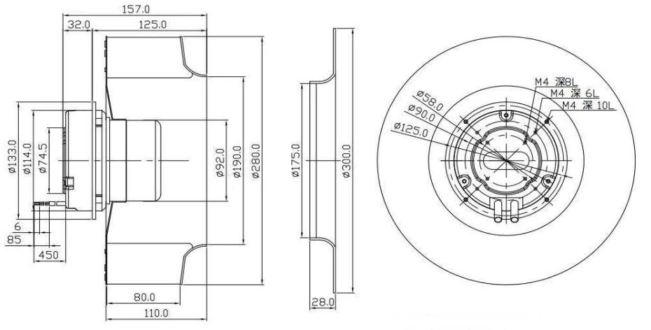 Centrifugal Fan, 115V, 280mm, Brushless, Inline - detail 10
