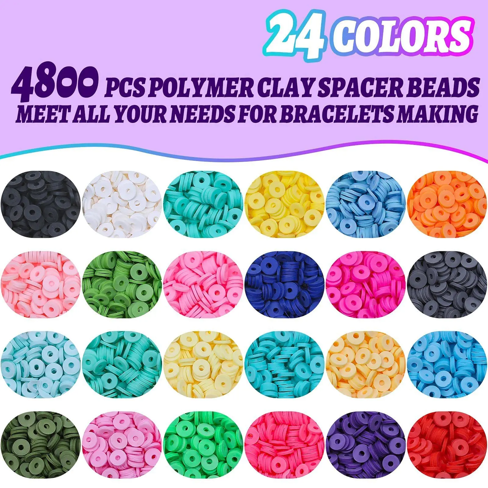 5310pcs Hot Selling Colored Soft Ceramic Beads DIY Handmade Letter Loose Beads Sets Flat Clay Beads