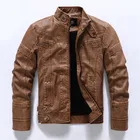 Fleece Jacket 2021 Wholesale Euro Size Fashion Style Fleece Lined PU Men Leather Jacket Biker Jacket