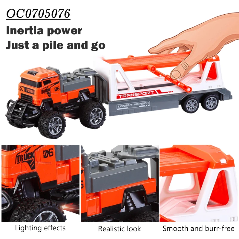 Remote control toy truck and transport trailer carrier car for kids