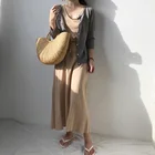 Handle Handbag Wholesale Handmade Round Handle Tote Elegant Boho Woven Beach Straw Handbag For Women
