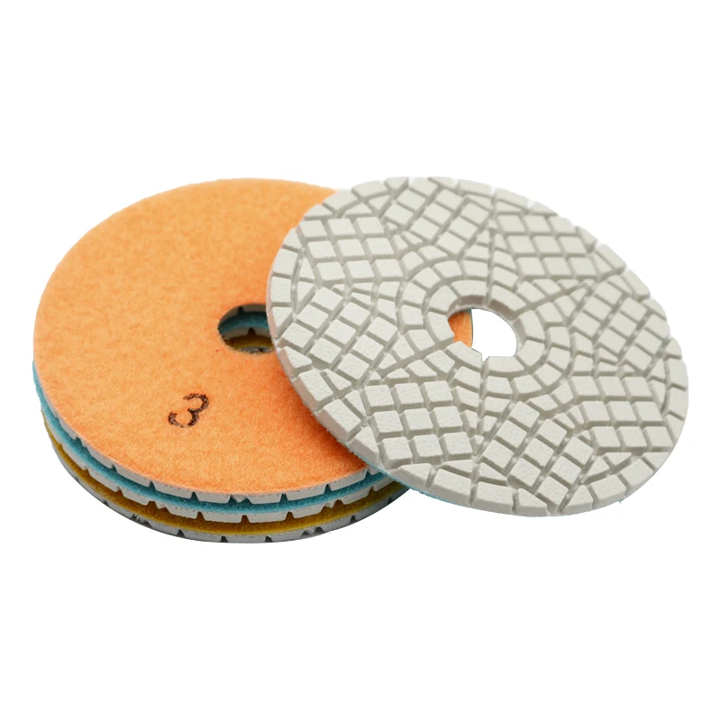 2024 Wet 100mm 3 Steps Diamond Polishing Pads Ganite Marble Engineered