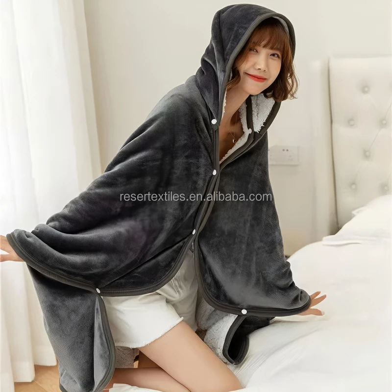 Wholesale Velvet Bath Blanket European Style Absorbent Anti-Pilling Eco-Friendly Customizable Shawl Cape Wrap Wearable Blanket