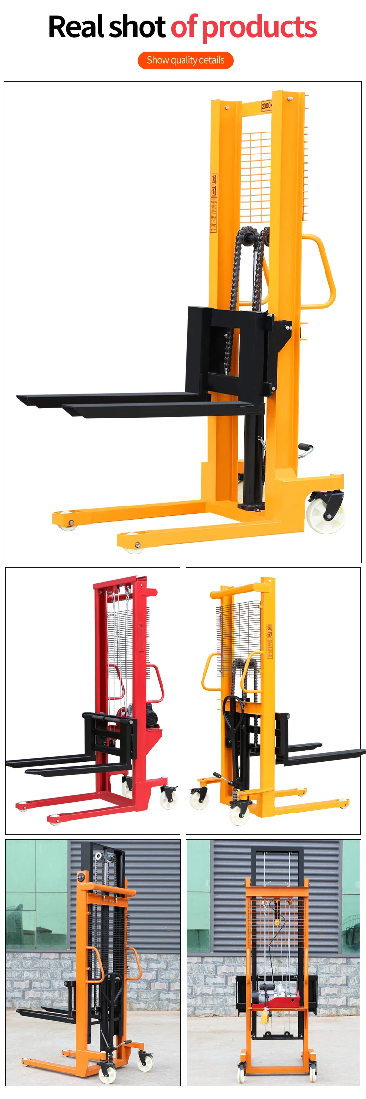 high efficiency Hand Truck hydraulic pallet lift Forklift Machine with low price manual stacker