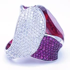 Tanzanite White Gold Red Stone Ring AAA Cubic Red Stone Silver Jewelry Tanzanite White Gold Ring