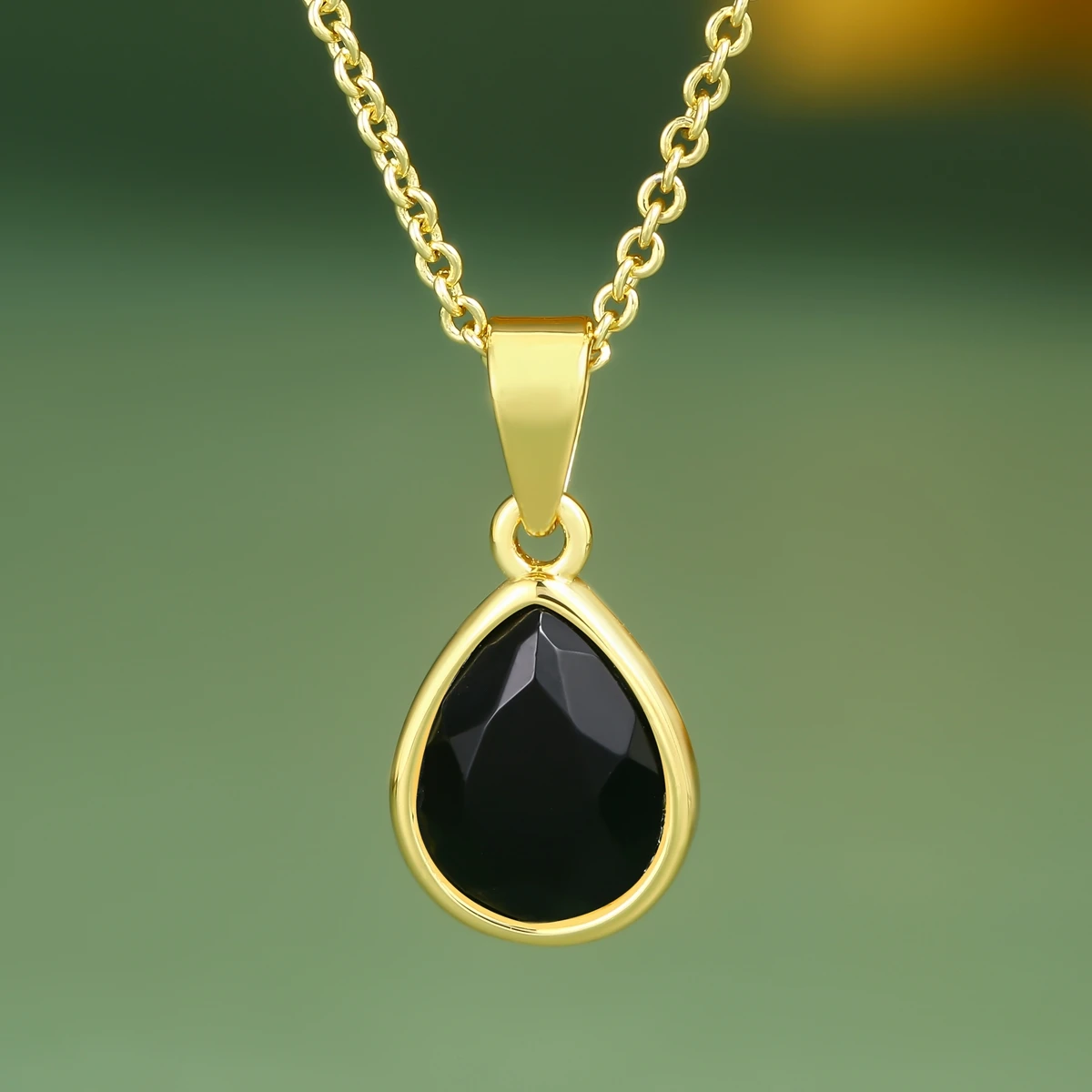 Natural Stone Jewelry Black Agate Necklace Gold Plated Chain Rose Quartz Healing Stone Aventurine Quartz Fashion necklace