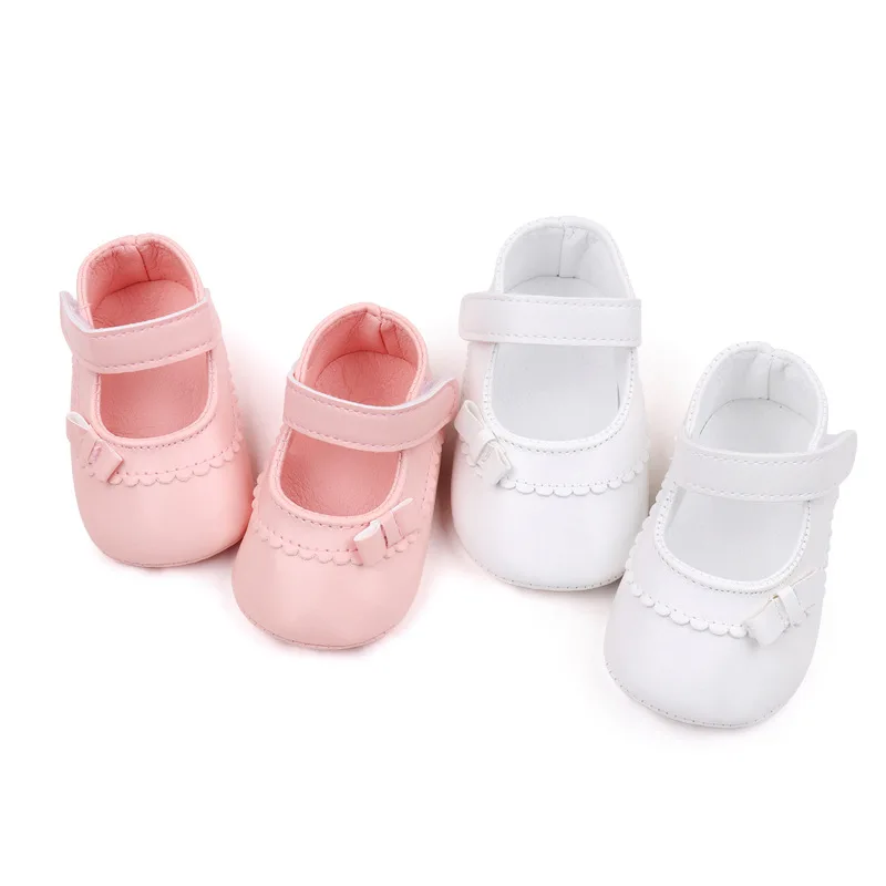 Solid Color Baby Girl Leather Shoes Soft Soles Shallow Mouth Single Shoes Foreign Style Princess Walking Shoes manufacture