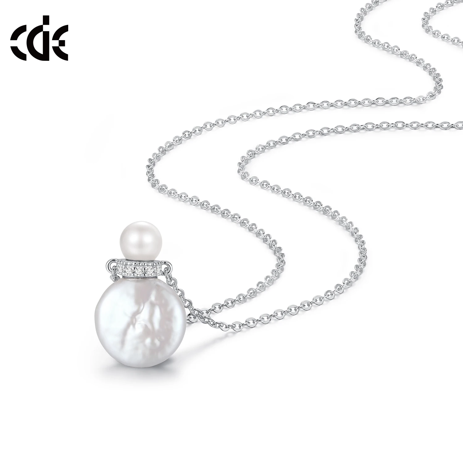 CDE YN1093 925 Sterling Silver Jewelry Necklace Wholesale Drop Water Shape Pearl Pendant Rhodium Plated Women Necklace