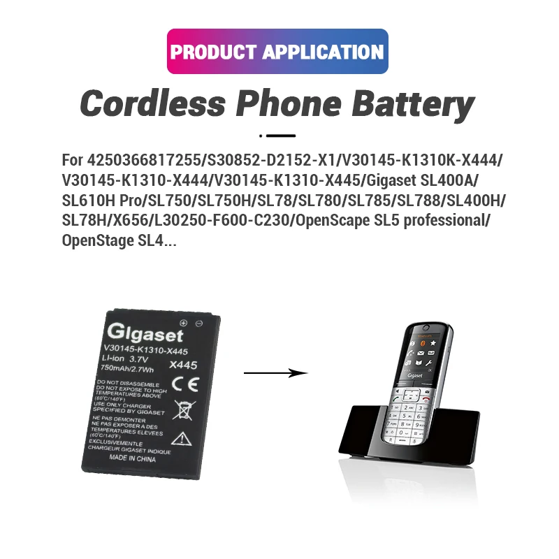 product lithium 37v 750mah li ion rechargeable v30145 k1310 x445 lithium ion cordless phone battery for gigaset x445-13