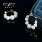 Earrings Wholesale 14K Yellow Gold Filled Natural Freshwater Pearl Beaded Cuff Earrings For Women