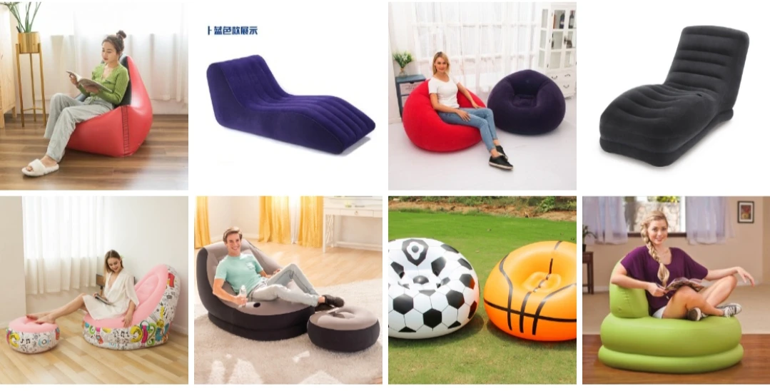 Outdoor inflatable sofa Flocked With Footrest inflatable chair ottoman Inflatable Sofa Office Soft leisure nap sofa foot pad